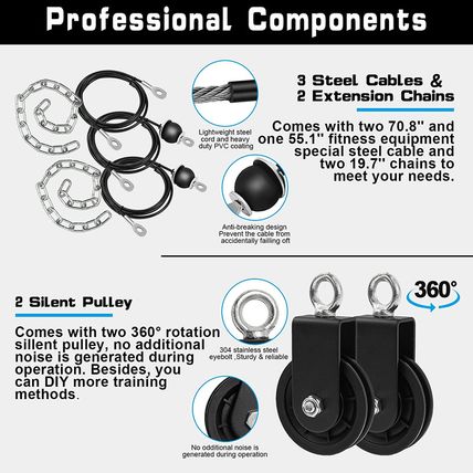 SERTT Weight Cable Pulley System Gym, Upgraded Cable Pulley Attachments for LAT