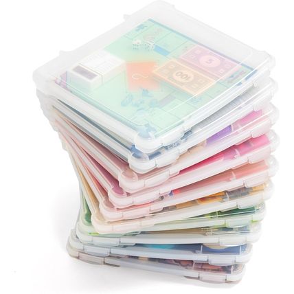 IRIS USA Board Game Storage Organizer Portable Plastic Project Case Box with Sna