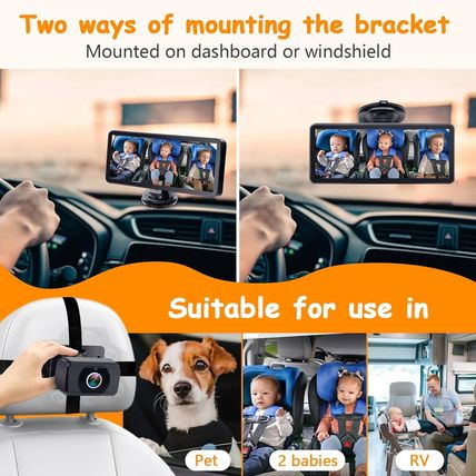 2-Kids Baby Car Camera for Seat: 6.9 Inch Ultrawide Display with Two Cameras Rea