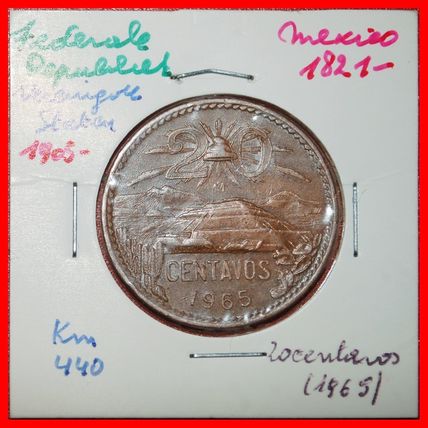 Ⰶ PYRAMID OF THE SUN (1943-1974): MEXICO ★ 20 CENTAVOS 1965★LOW START★NO RESERVE