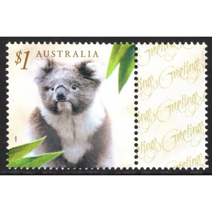 AUSTRALIA 1999: PERSONAL GREETINGS - $1 KOALA MNH + TAB (G16)