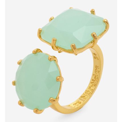 LES NEREIDES PARIS Gold Tone & Mint Dual Stone Ring - NEW