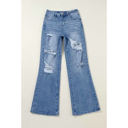 Ashleigh Blue Acid Wash Distressed Wide Leg High Waist Jeans