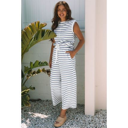 Sail Blue Casual Wide Leg 2pcs Pants Set