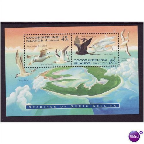 COCOS KEELING IS 1995 SEA BIRDS 2 VALS MIN SHEET U/M MINT