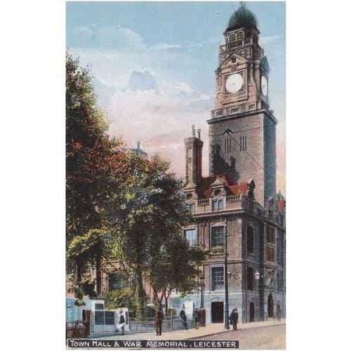 Town Hall & War Memorial Leicester Leicestershire Postcard (LEI6358)