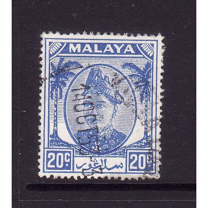 MALAYSIA / SELANGOR 1952 SG 102 20c BRIGHT BLUE FINE USED