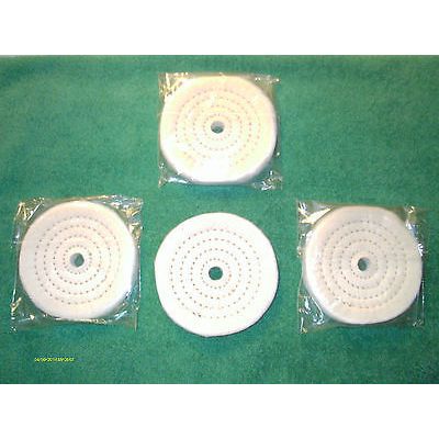 4 Pieces 4" Diameter 1/2" Thick Cotton Polishing Buffing Wheels 1/2" Arbor Hole