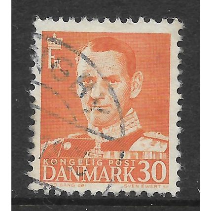 DENMARK 1948 KING FREDERICK IX 30 ORE ORANGE SG 363 FINE USED#