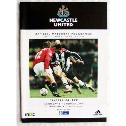 2002 programme Newcastle United v. Crystal Palace, FA Cup 3rd round