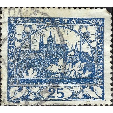 CZECHOSLOVAKIA, Prague castle, blue 1918, 25h