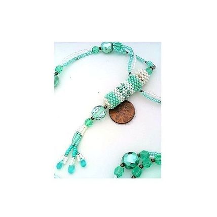 Light Blue Beaded Aroma Therapy Vial Necklace 2