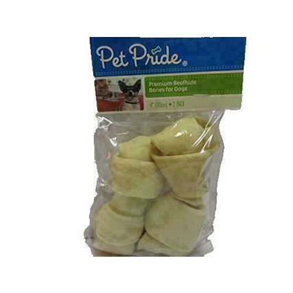 Premium 4" Long Beef Hide Bones for Dogs 2 Pack