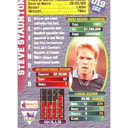 Merlin Premier Gold English Premier League 1996/97 Steve Staunton