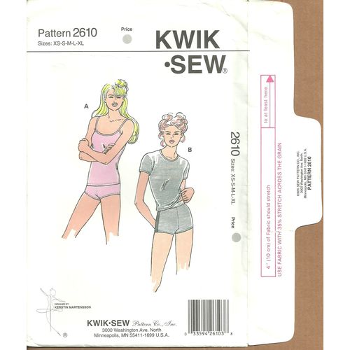 Kwik Sew 2610 Sewing Pattern Women's Panties T-Shirt Camisole XS S M L XL Uncut