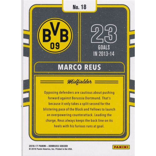 2016 Donruss Soccer Production Line 18 Marco Reus Borussia Dortmund