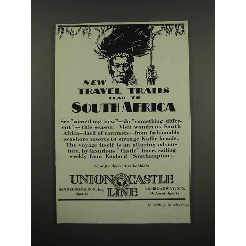 1929 Union Castle Line Ad - To South Africa