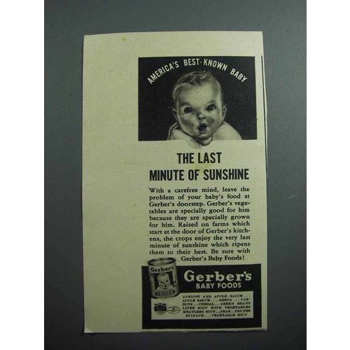 1939 Gerber's Baby Food Ad- Last Minute of Sunshine