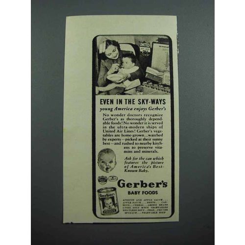 1939 Gerber's Baby Food Ad - United Air Lines