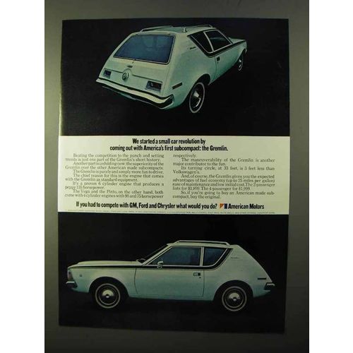 1970 American Motors Gremlin Car Ad - A Revolution