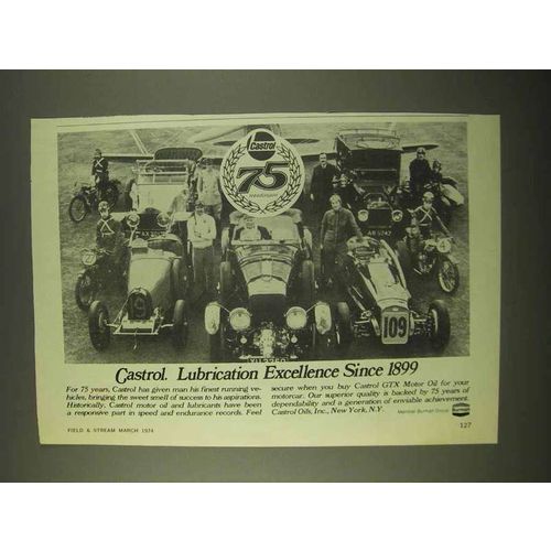 1974 Castrol GTX Motor Oil Ad - Lubrication Excellence