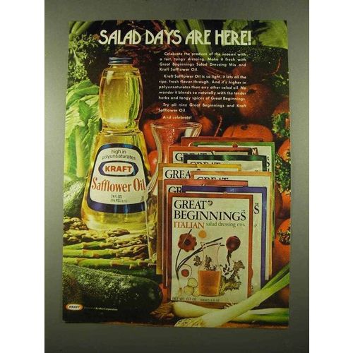 1975 Kraft Safflower Oil Ad - Salad Days are Here!
