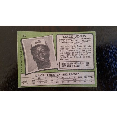 1971 Topps Card # 142 Mack Jones Good (2) Montreal Expos