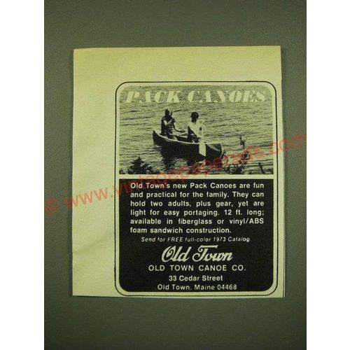 1973 Old Town Canoe Ad - Pack Canoes
