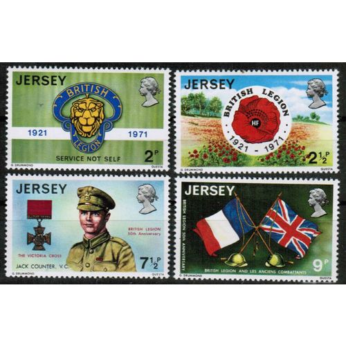 1971 JERSEY - Sc# 53-56 - 50th Anniversary of British Legion - SG# 61-64