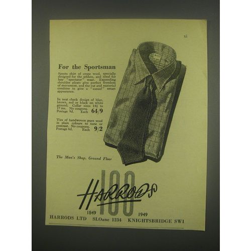 1949 Harrods Shirts Ad - For the Sportsman
