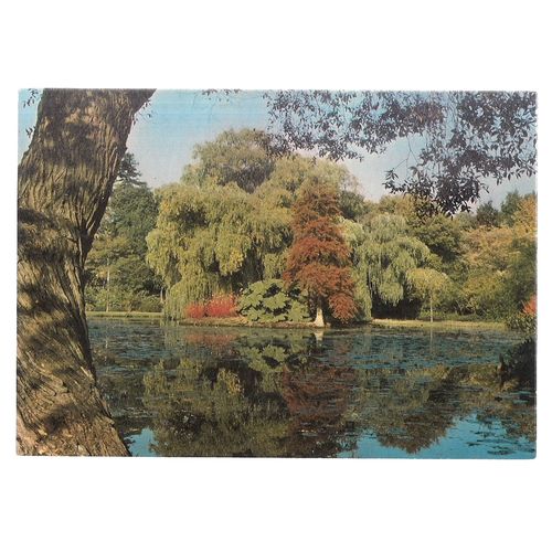 THE LAKE IN SEVEN ACRES, R.H.S. GARDENS, WISLEY unused postcard 1972 =
