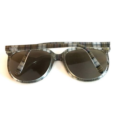 Great Vintage Bolle NEW round Sunglasses Womens Rare Tartan Horn Rim 50-18 gift