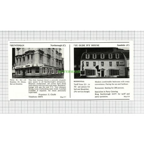 C2925) Holbeck Hall Hotel Scarborough Huntsman Chubb Ye Olde Ivy House - 1969