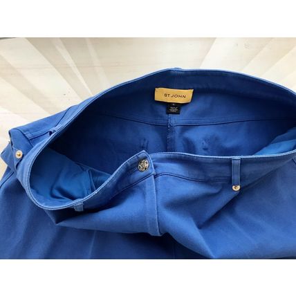 St John Casual Pants Sz:12 Mid Royal Blue Brass Buttons 5 Pocket Jeans Style