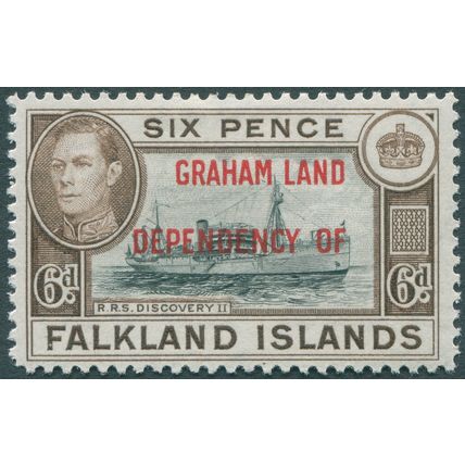 Graham Land 1944 6d black & brown SG A6 unused