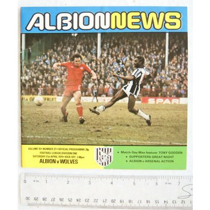 1979 programme West Bromwich Albion v. Wolverhampton Wanderers, Tony Godden