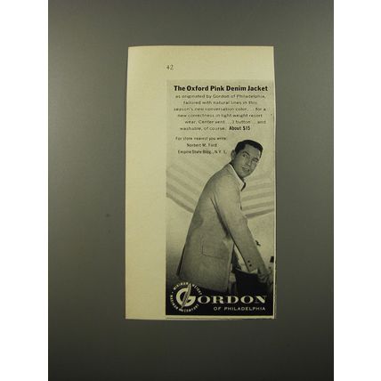 1954 Gordon of Philadelphia Fashion Ad - The Oxford Pink Denim Jacket