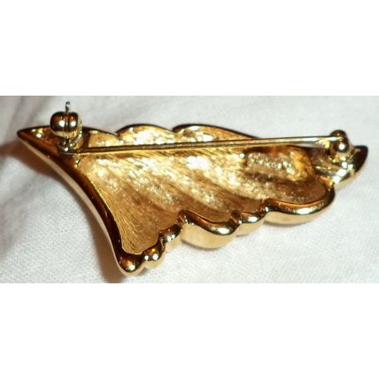 DIOR large Gold Brooch 80s Designer Womens Costume Jewelry Modern Pin