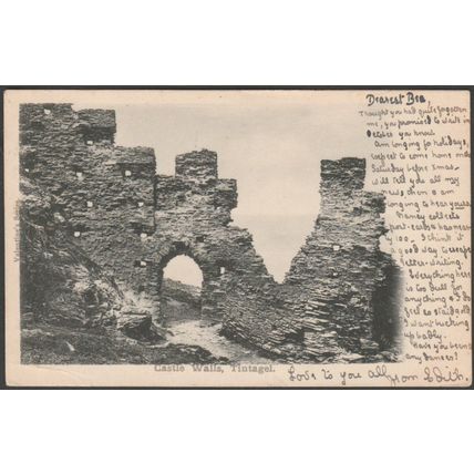 Castle Walls, Tintagel, Cornwall, 1902 - Valentine's Postcard