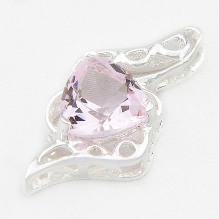 Silver Pink Topaz Twist Pendant Necklace Gift Boxed