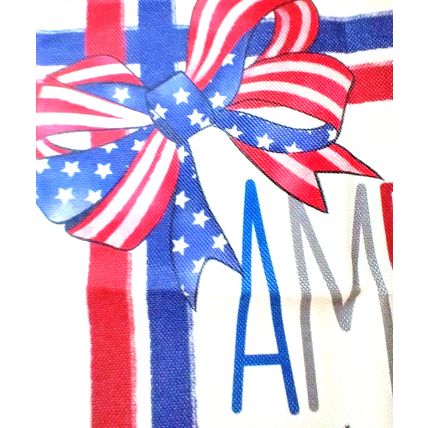 America The Beautiful Throw Pillow Zippered Cover 17.5"H x 18" W Red White Blue