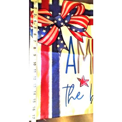 America The Beautiful Throw Pillow Zippered Cover 17.5"H x 18" W Red White Blue