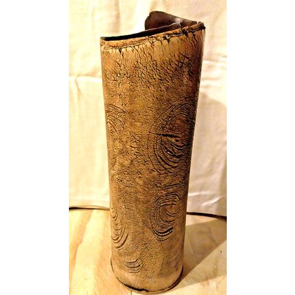 Vintage Sally McKeever Ceramic African Elephant Leg Life Like Vase Tan 12" High