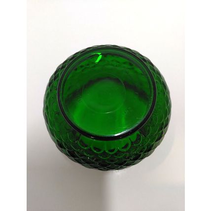 Vintage E O Brody Pot Bowl Vase - Fish Scale Textured Emerald Green Glass