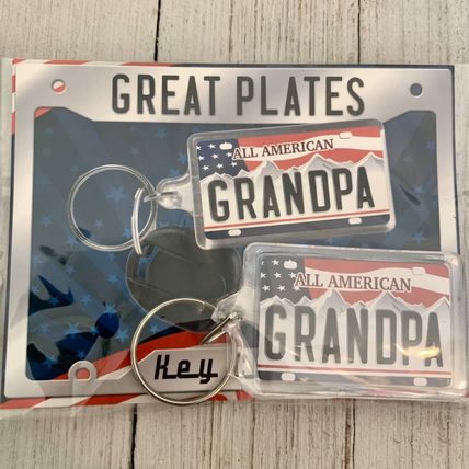 All American GRANDPA Keychain Keyring Gift Grandfather Birthday Acrylic Flag 2"