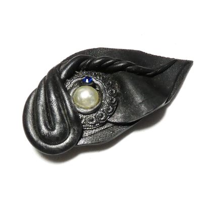 Vintage 1970-s Large Abstract Resin Black Brooch - Very Rare and Beautiful!