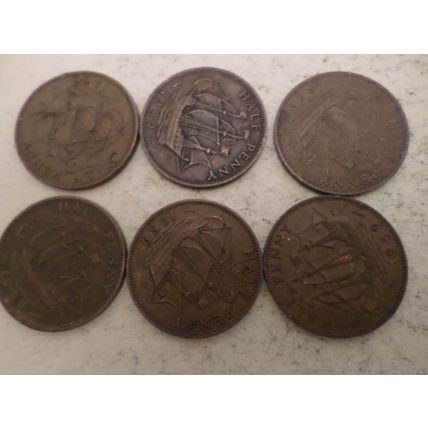 UK / GB - 30 - 1/2d (half penny) coins - dated 1959