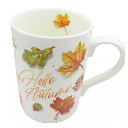 Autumn Leaves Fine China Mug Hello Autumn 10.5 CM Ceramic Gift Home Decor Drinks