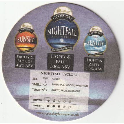 BEER MAT - CROSS BAY BREWERY - NIGHTFALL PALE BITTER - (Cat No 005) - (2012)