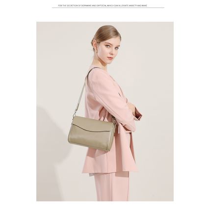 Genuine Leather Women Shoulder Bag Grey